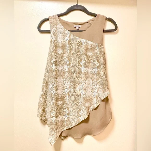 Y2K Juicy Couture Tan / dark beige white snakeskin Asymmetrical Top Small Peyton - Picture 4 of 9